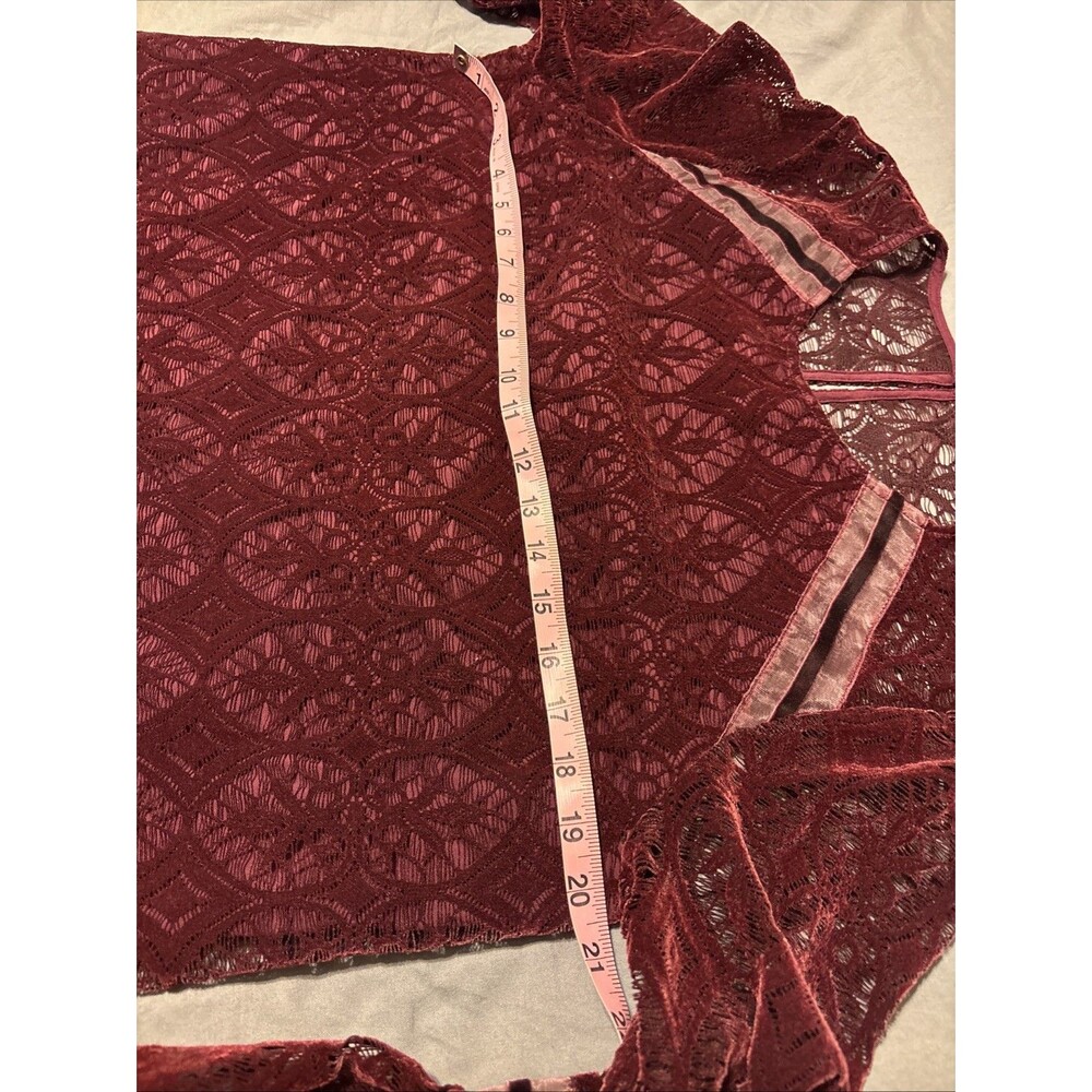 Laundry By Shelli Segal Maroon Lace Top Medium. Lined. goth - Picture 7 of 10